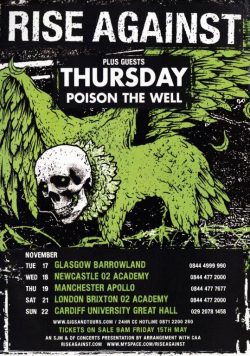 RISE AGAINST Appeal To Reason 2009 UK Tour Poster