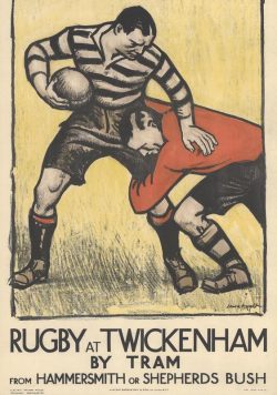 RUGBY Vintage Picture Twickenham By Tram Hammersmith or Shepherds Bush Poster Print