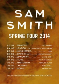 SAM SMITH UK Spring UK Tour 2014 Poster Print
