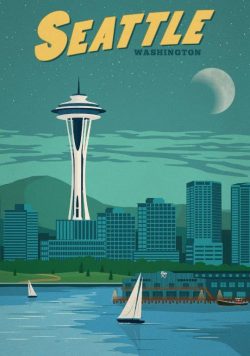 SEATTLE Vintage Travel Poster Print