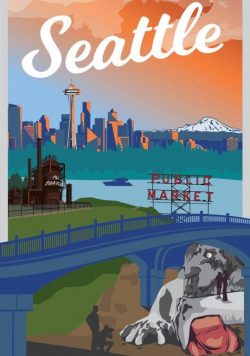 SEATTLE Vintage Travel Poster Print