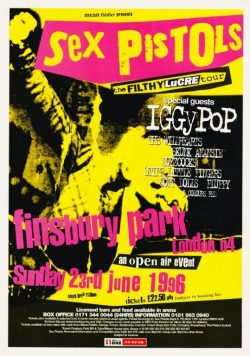 SEX PISTOLS London Finsbury Park 1996 Poster