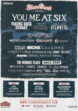 SLAM DUNK FESTIVAL 2015 You Me At Six Taking Back Sunday Poster Print