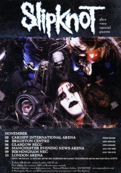SLIPKNOT Kill The Industry 2002 UK Tour Poster