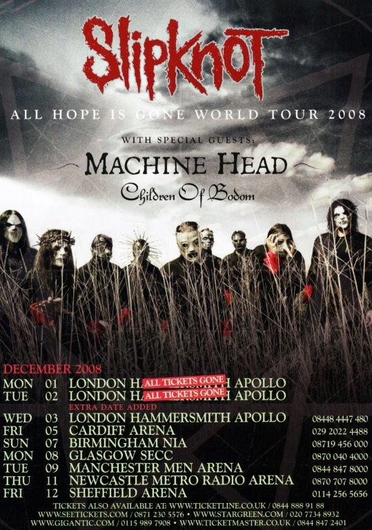 SLIPKNOT All Hope Is Gone 2008 World Tour Poster prints4u