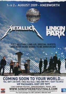 SONISPHERE FESTIVAL 2009 Metallica Poster
