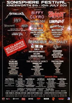 SONISPHERE 2011 Metallica Slipknot Poster