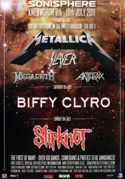 SONISPHERE 2011 Metallica Slipknot Poster