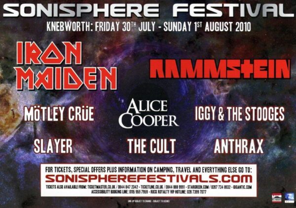 SONISPHERE FESTIVAL 2010 Rammstein Iron Maiden Poster