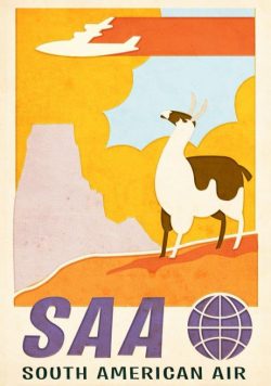 SOUTH AMERICAN AIR Vintage Travel Poster Print