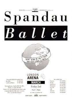 SPANDAU BALLET Heart Like A Sky 1989 UK Tour Poster Print