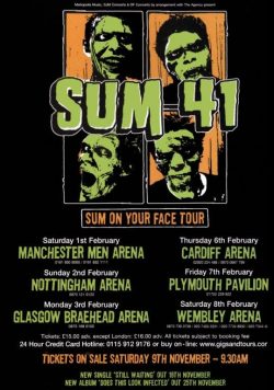 SUM 41 Sum On Your Face 2003 UK Tour Poster Print