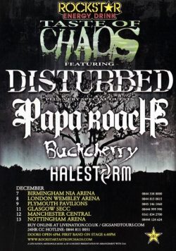 TASTE OF CHAOS 2010 TOUR Disturbed Papa Roach Poster Print