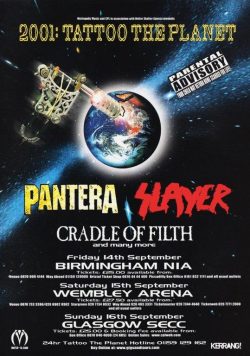 TATTOO THE PLANET UK TOUR 2001 Pantera Slayer Poster Print