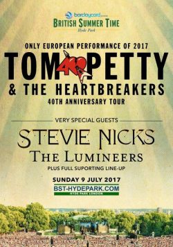 TOM PETTY & THE HEARTBREAKERS London Hyde Park 9 July 2017 Poster