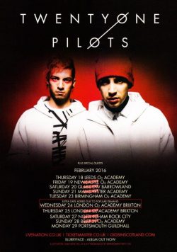 TWENTY ONE PILOTS Blurryface 2016 UK Tour Poster