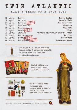 TWIN ATLANTIC Make A Beast Of A Tour 2012 Poster Print