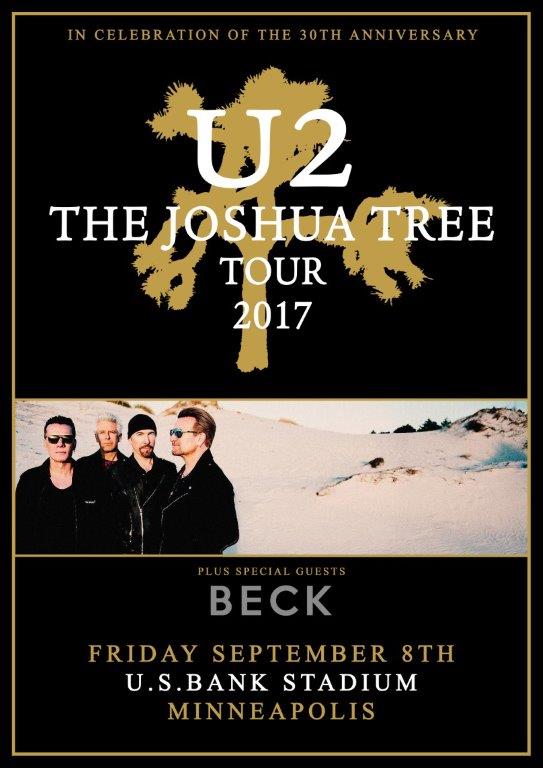 U2 Joshua Tree Tour Minneapolis Sep 2017 Poster