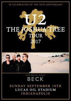 U2 Joshua Tree Tour: Lucas Oil Stadium Indianapolis 2017 Poster
