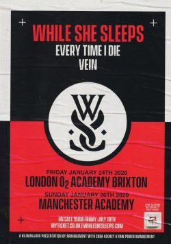 WHILE SHE SLEEPS Every Time I Die Vein UK 2020 Tour Poster