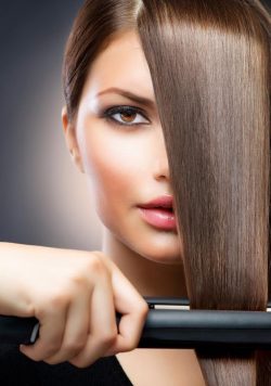 STRAIGHENING HAIR Poster Print