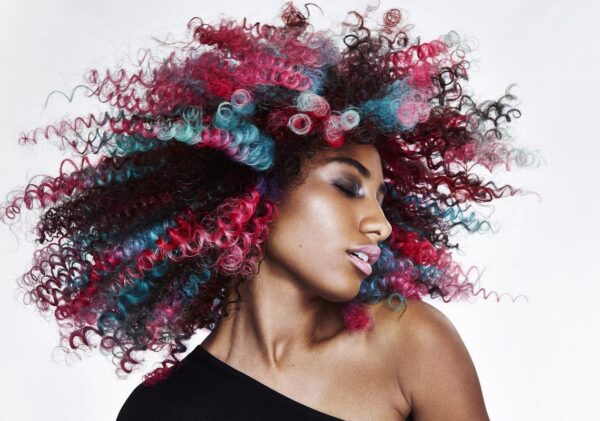 PINK/BLUE AFRO Poster Print