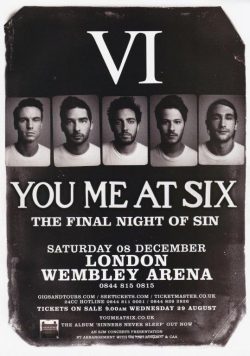 YOU ME AT SIX London Wembley Arena 2012 Poster Print