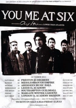 YOU ME AT SIX Sinners Never Sleep 2011 UK Tour Poster Print