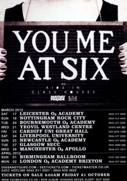 YOU ME AT SIX Sinners Never Sleep 2012 UK Tour Poster Print