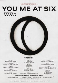 YOU ME AT SIX Night People October 2016 UK Tour Poster