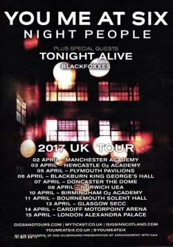 YOU ME AT SIX Night People 2017 UK Tour Poster Print