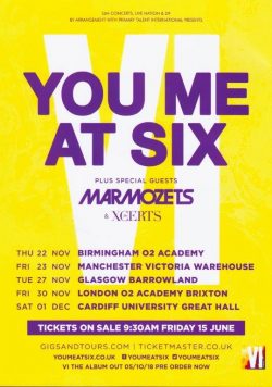 YOU ME AT SIX VI November 2018 UK Tour Poster Print