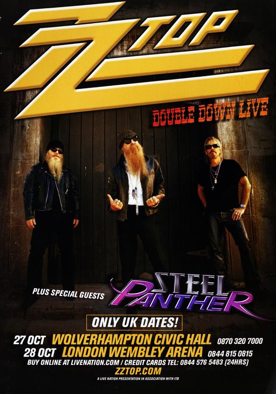 ZZ TOP Double Down 2012 Live UK Tour Poster Print prints4u