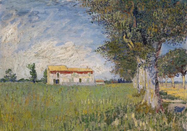 VINCENT VAN GOGH Farmhouse in a Wheat Field Poster Print