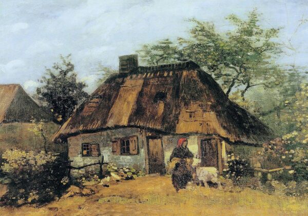 VINCENT VAN GOGH Cottage and Woman with Goat Poster Print