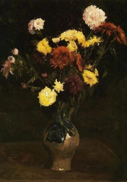 VINCENT VAN GOGH Basket of Carnations and Zinnias Poster Print