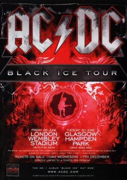 AC/DC Black Ice 2009 UK Tour - London Wembley Stadium Poster