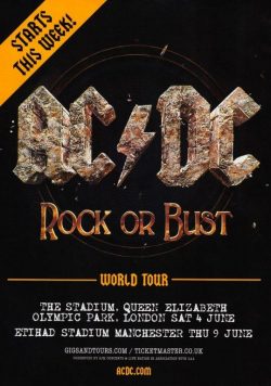 AC/DC Rock Or Bust 2016 UK Stadium Tour Poster