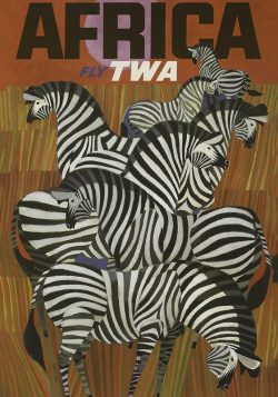 AFRICA - Fly TWA - Vintage Travel Poster Print