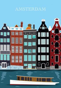 AMSTERDAM Vintage Travel Poster Print