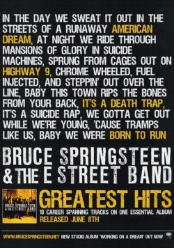 BRUCE SPRINGSTEEN & THE E STREET BAND Greatest Hits Poster Print