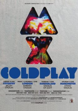COLDPLAY Mylo Xyloto 2012 UK Stadium Tour Poster