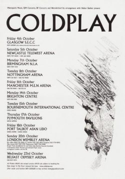 COLDPLAY A Rush of Blood to the Head 2002 UK Tour Poster