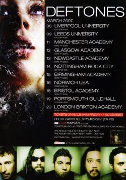 DEFTONES Saturday Night Wrist 2007 UK Tour Poster