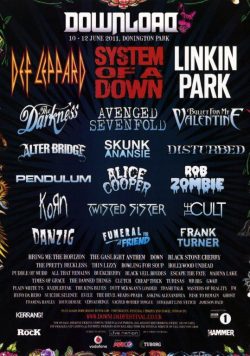 DOWNLOAD FESTIVAL 2011 Linkin Park Def Leppard Poster