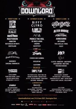 DOWNLOAD FESTIVAL 2017 Biffy Clyro Aerosmith Poster