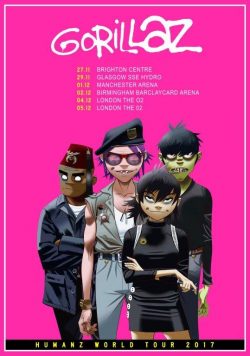 GORILLAZ Humanz 2017 UK Tour Poster Print