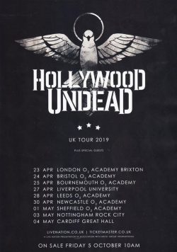 HOLLYWOOD UNDEAD Five UK 2019 Tour Poster
