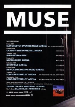 MUSE Black Holes & Revelations 2006 UK Tour Poster Print