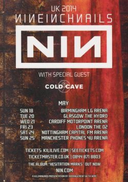NINE INCH NAILS Hesitation Marks NIN 2014 UK Tour Poster Print